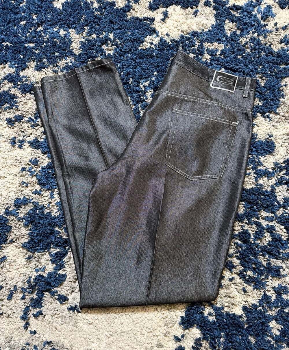 Guess Jeans Metallic Black Coated Pants